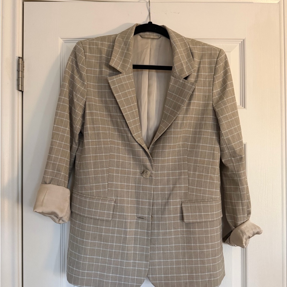& Other Stories Tan plaid blazer, size 4